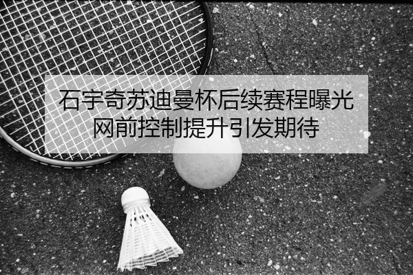 石宇奇苏迪曼杯后续赛程曝光 网前控制提升引发期待